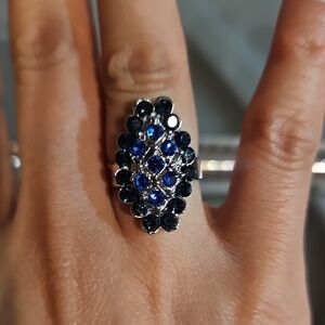 Adjustable Blue Crystal Ring